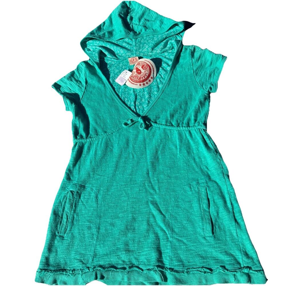 Curious Gypsy Terry Cloth Cover Up Dress M Teal Beach Pool